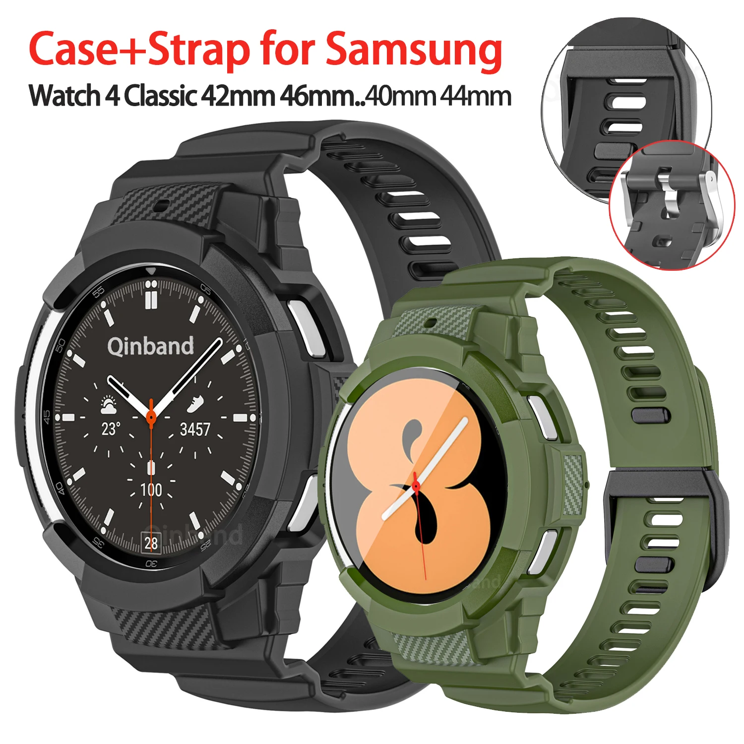 

Strap For Samsung Galaxy Watch 4 Classic 46mm 42mm Protective Shell No Gaps Watch 4 40mm 44mm Straps Silicone Wristband Bracelet
