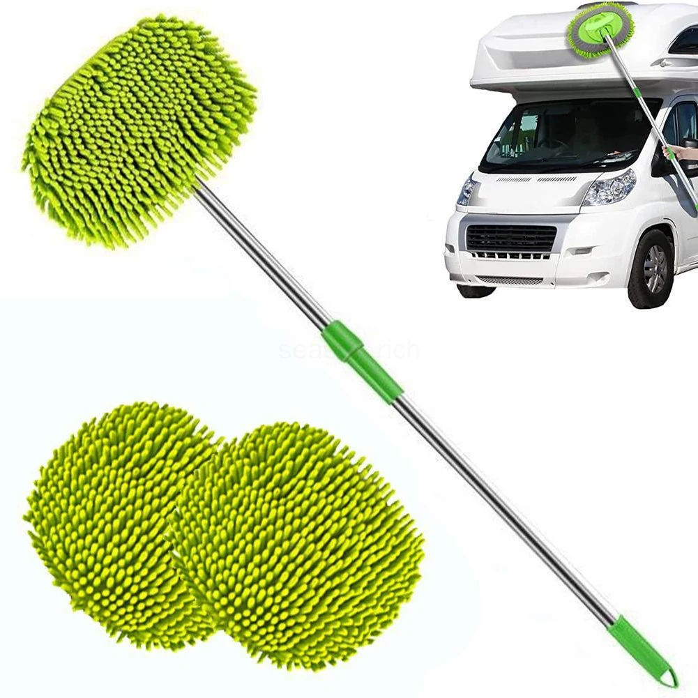 

2 In 1 Car Cleaning Brush Car Wash Brush Telescoping Long Handle Cleaning Mop Broom Auto Accessories Adjustable Super Absorbent