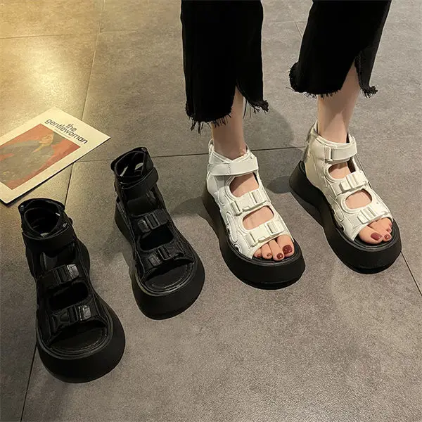 2023 Summer New High Rise Sports Sandals Women's Thick Sole Matsutake Student Roman Beach Shoes