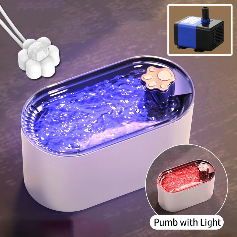 

Intelligent Pet Water Fountain Sensor Automatic Recirculating LED No Water Power Outage Anti-Dry Cat Dog Water Dispenser