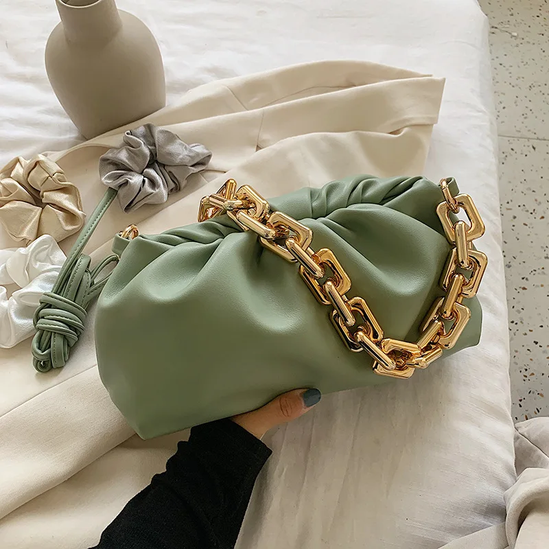 

Small Bag 2022 Trendy New PU Fashion Messenger Bag Ladies Chain Shoulder Underarm Cloud Bag Evening Bags Handbag Women