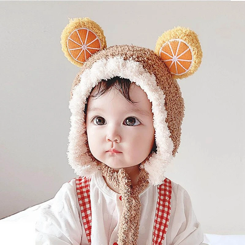 

Baby Cute Winter Hats Bear Ear Warm Plush Baby Boys Girls Cap Beanie Solid Color Toddler Kids Earflap Bonnet Cap For Newborn