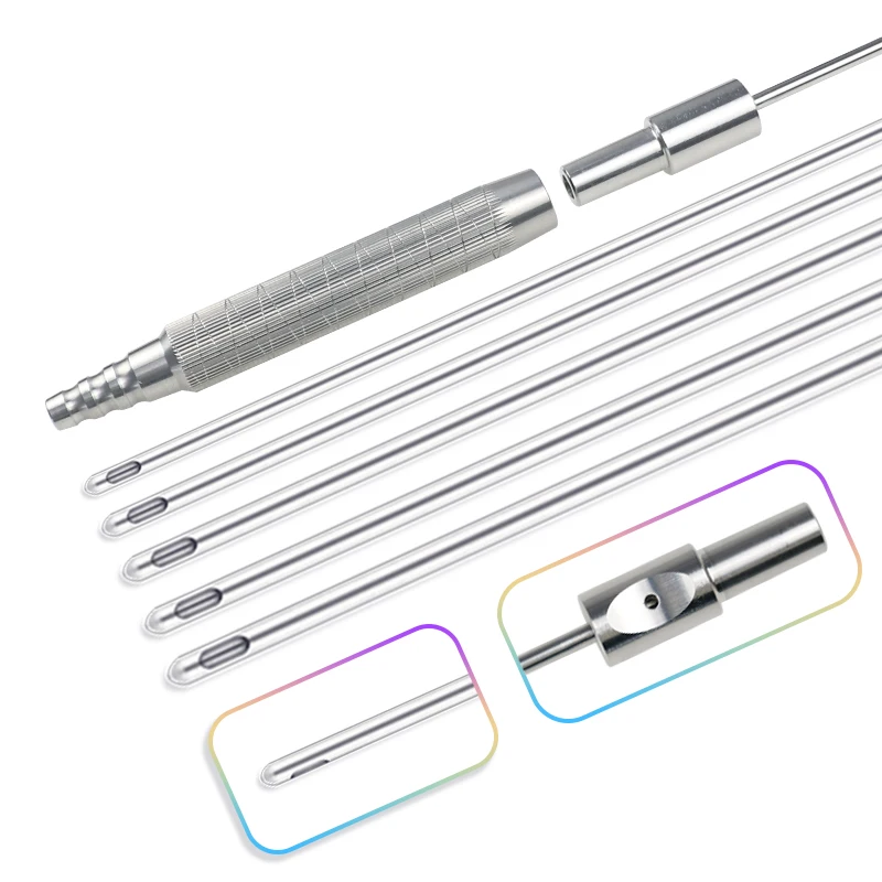 

1pcs Stainless Steel Single Hole Liposuction Cannula with In-line Handle Autoclavable Needle Liposuction Surgical Instruments