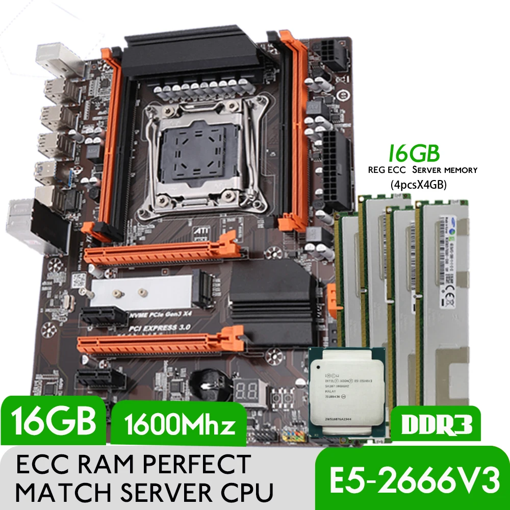 Комплект материнской платы Atermiter X99 Turbo комплект с процессором XEON E5 2666 V3 LGA 2011-3 4 шт.