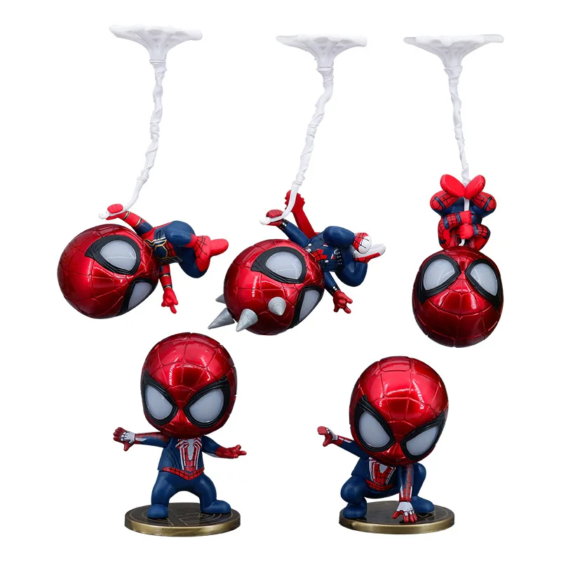 

Random1pcs Marvel Spiderman Figures Anime Figure Q Version Super Spider-Man Doll Car Decoration Pvc Kawaii Model Children Toys