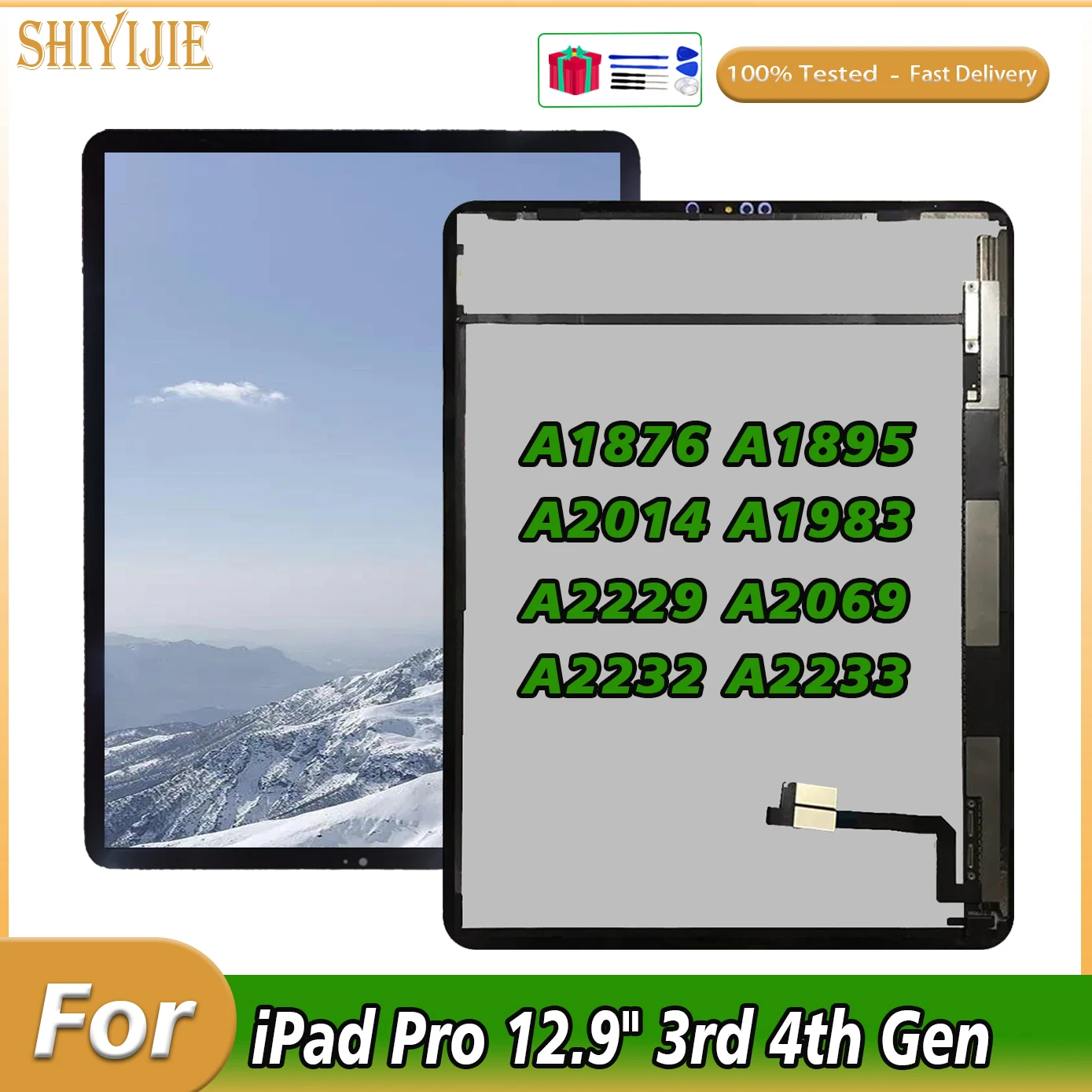 

Display For iPad Pro 12.9" 3rd 4th Gen A1876 A1895 A2014 A1983 / A2229 A2069 A2232 A2233 LCD Touch Screen Assembly Replacement