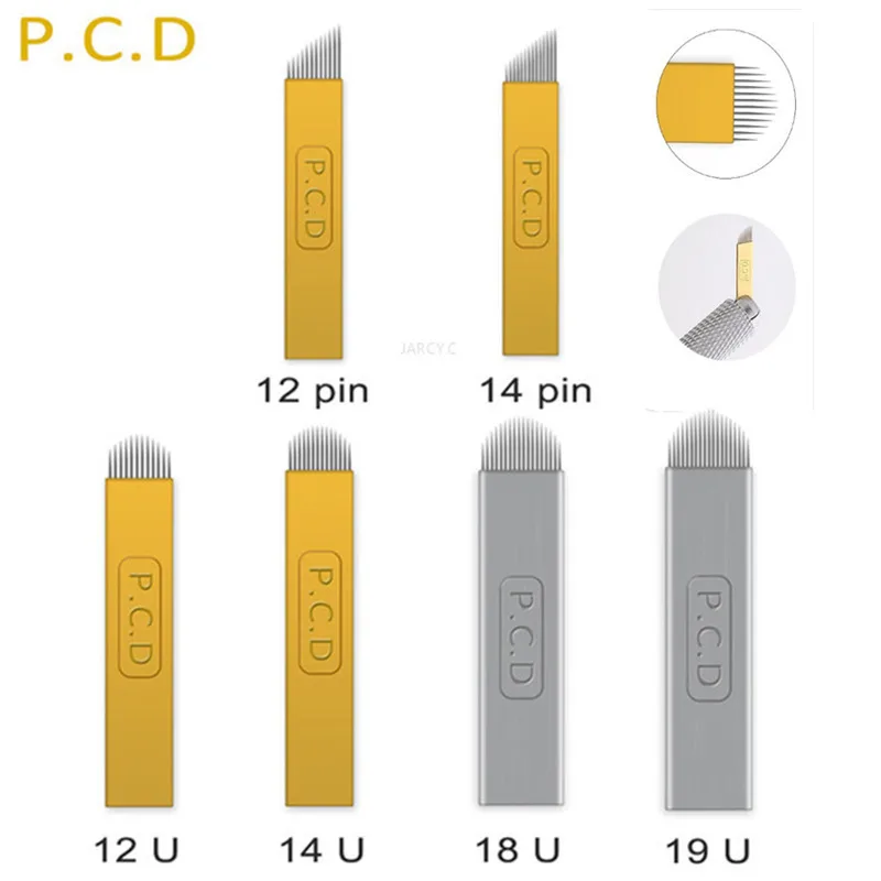 

Иглы для микроблейдинга, PCD, Nano Blade, 3D вышивка, Перманентный макияж бровей 12/14/12u/14u, тату-иглы