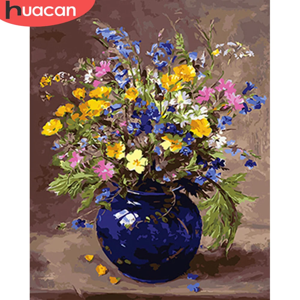 

HUACAN Diy Oil Painting By Numbers Flowers HandPainted Drawing Canvas Kits DIY Home Decor Gift Pictures