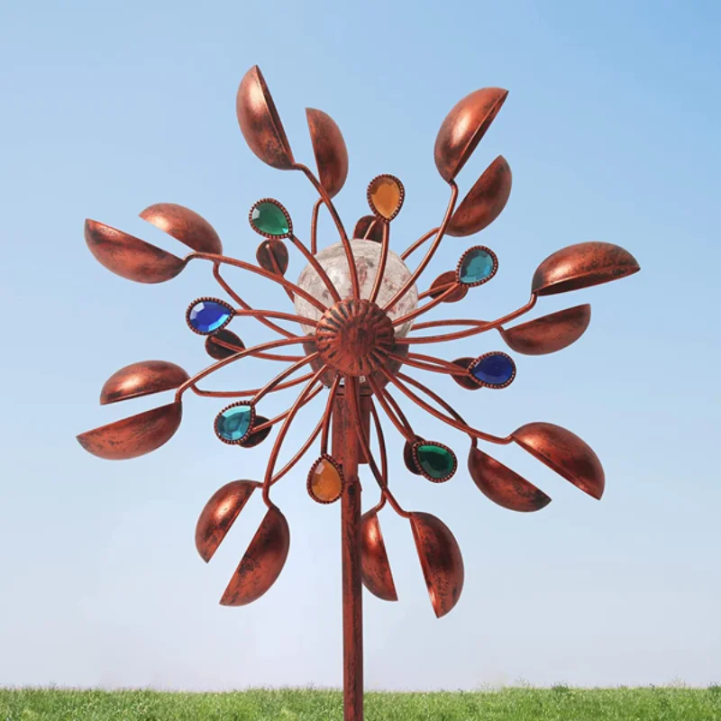 73" Solar Powered Wind Spinner with Multi Color Changing LED Glass Ball[US Stock]