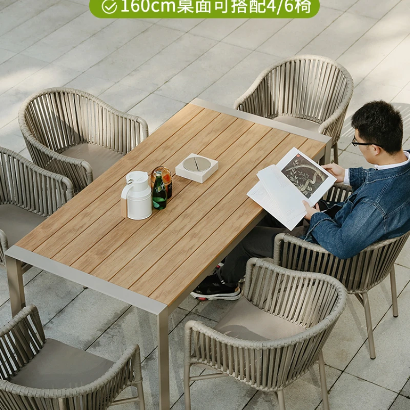 

Outdoor courtyard plastic wood tables and chairs gazebo leisure antiseptic wood tables and chairs combination open-air balcony