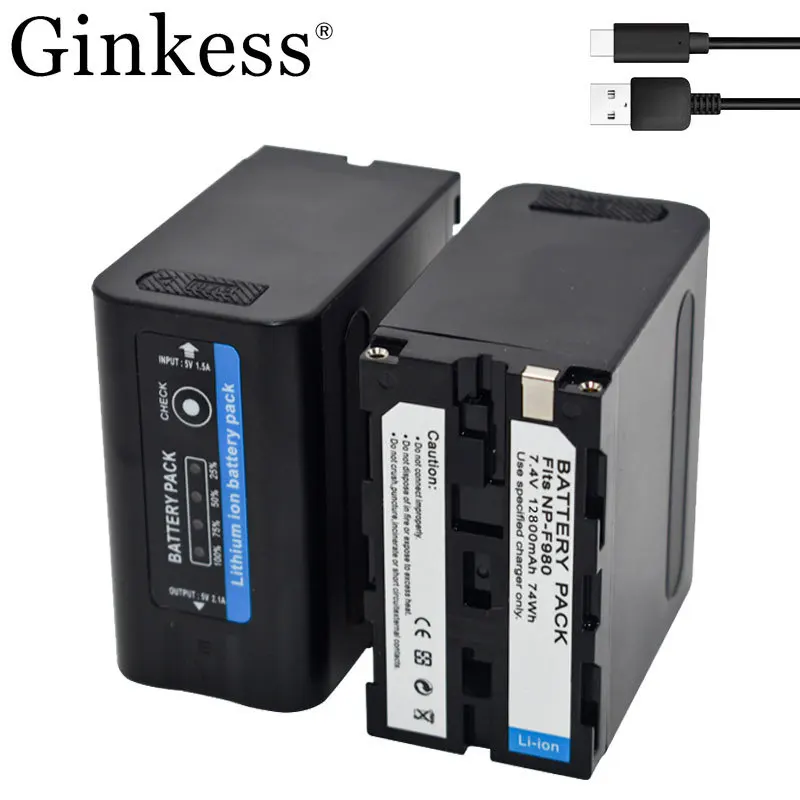 

USB-выход 10000 мАч NP F970 NP-F980 F960 F970 Аккумулятор со светодиодным индикатором питания для Sony F960 F550 F570 F750 F770 MC1500C 190P