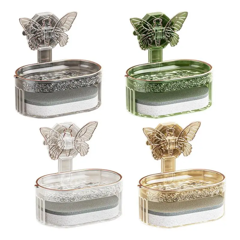 

Wall Mounted Soap Dish Holder Portable Suction Cup Bathroom Storage Organizer Dish Dran Soap Box Kitchen Bathroom Accessories