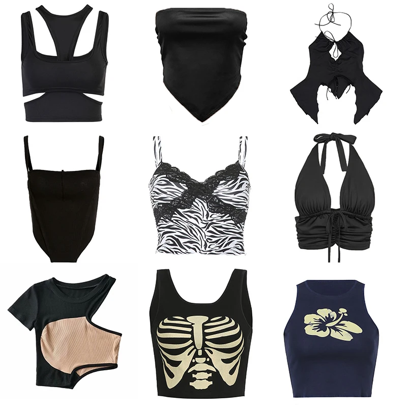 Женский Готический корсет на бретелях черный укороченный топ в стиле High Street 90-х