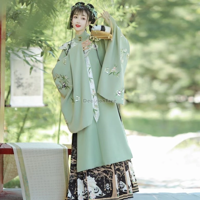 2024 китайская Улучшенная панда элемент династии Мин вышитый стоячий воротник