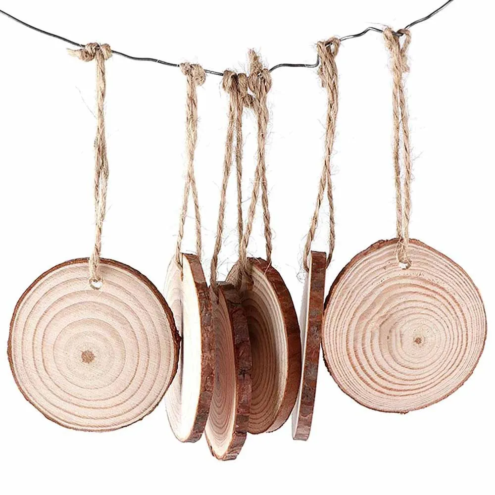

20pcs Country Wedding Decoration Pine Round Wood Chips Graffiti Diy Painting Decor Annual Rings Solid Wooden Log Background Wall