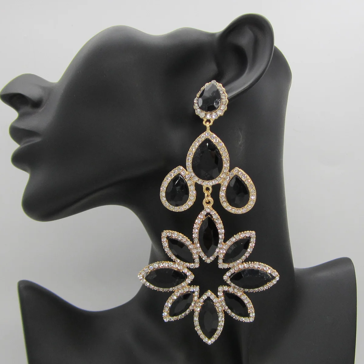 

New Big Drop Rhinestone Earrings For Women Crystal Brincos Grandes Luxury Party Jewelry Fashion Wedding Accessories Pendientes