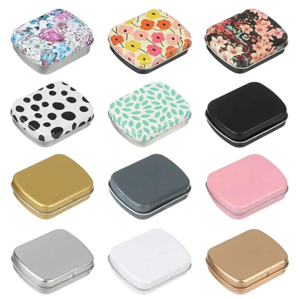Mini Tin Box Metal Hinged Empty Tins With Lid Portable Rectangular Small Storage Container Candy Pill Cases For Home Organizer images - 6