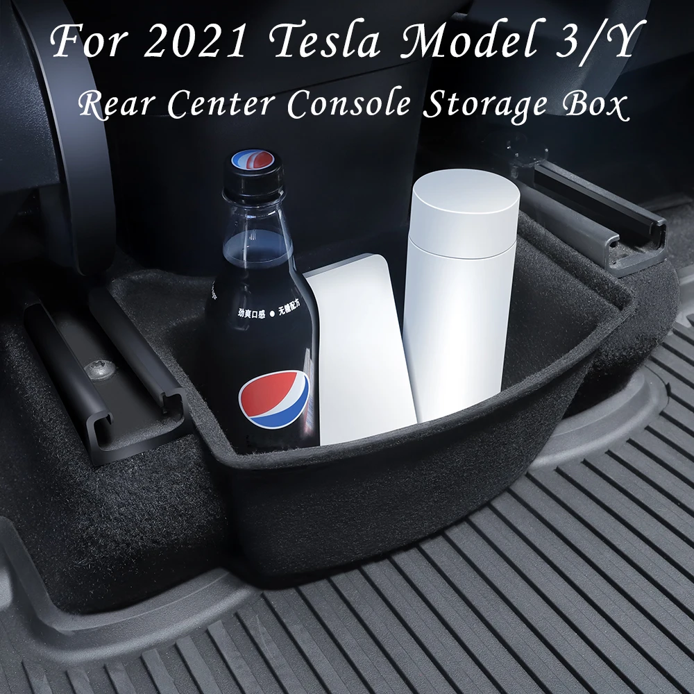 

Car Rear Seat Storage Box For Tesla Model 3/Y Flocking Center Console Organizer Tray Wear-resistant Scratch Auto interior Parts