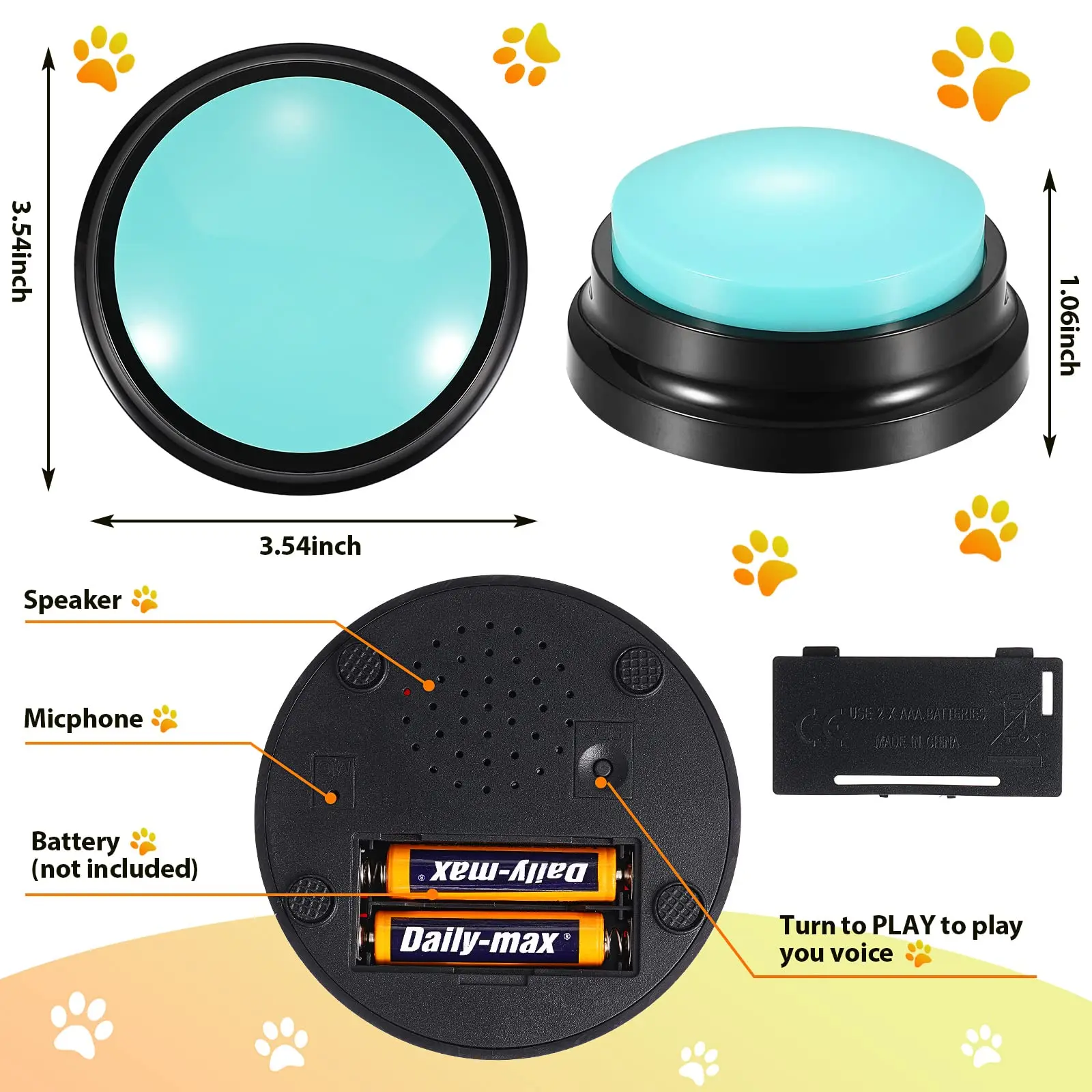 Dog Talking Buttons for Communication Record Button To Speak Buzzer Voice Repeater Noise Makers Party Toys Answering Game images - 6