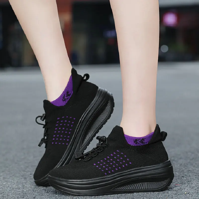 Women's Walking Shoes Fashion Sock Sneakers Breathe Comfortable Nursing Shoe Casual Platform Loafers Non-Slip Style Zapatos De M