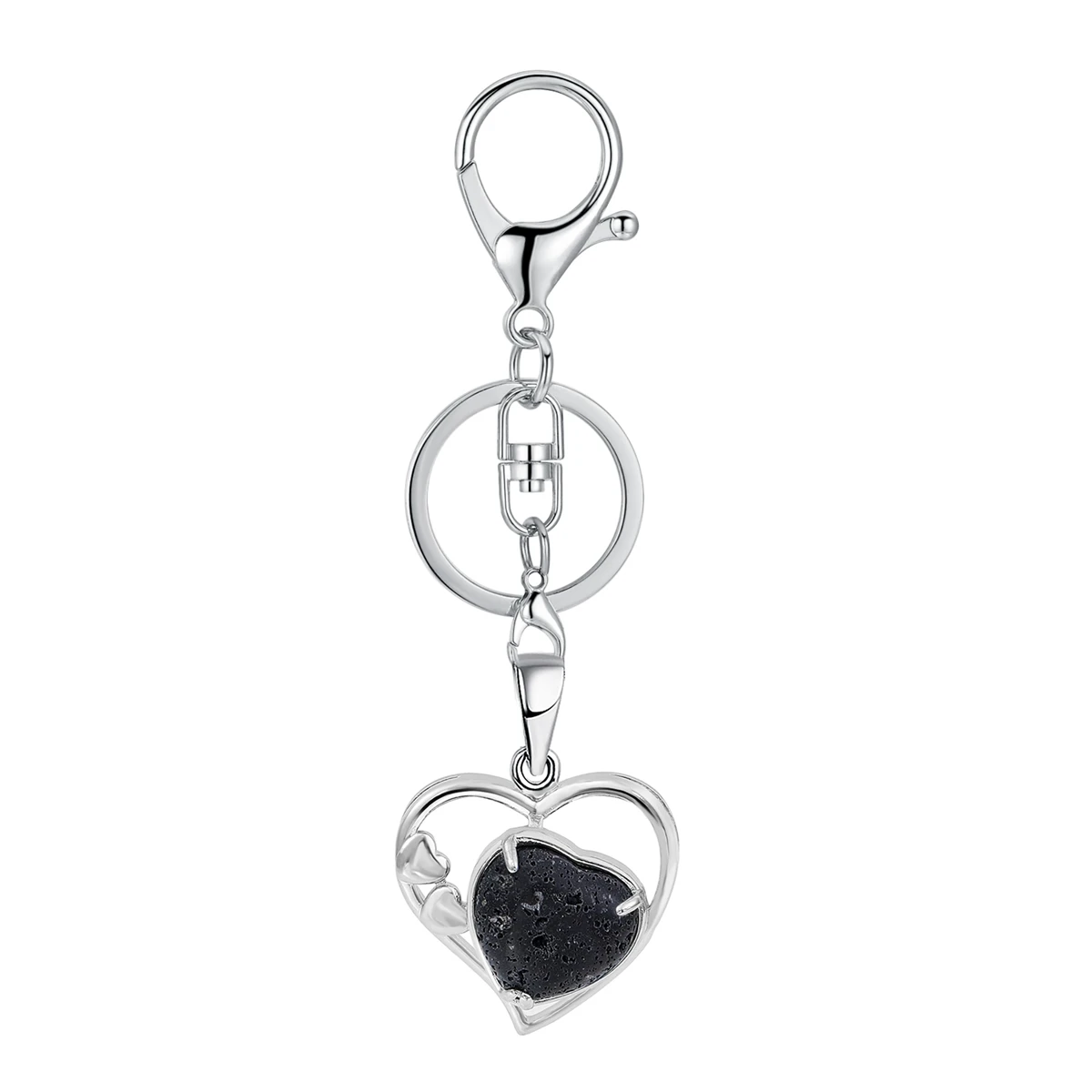 

JOYA GIFT Rock Lava Heart Keychain for Women Forever Gemstone Pendant KeyRing Chain Jewelry Valentine's Day Anniversary