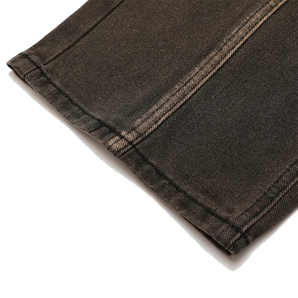Straight Loose Wide-leg Pants Patchwork Men Jeans Fashion High Street Hip Hop Korean Style Trousers Retro Washed Pantalones