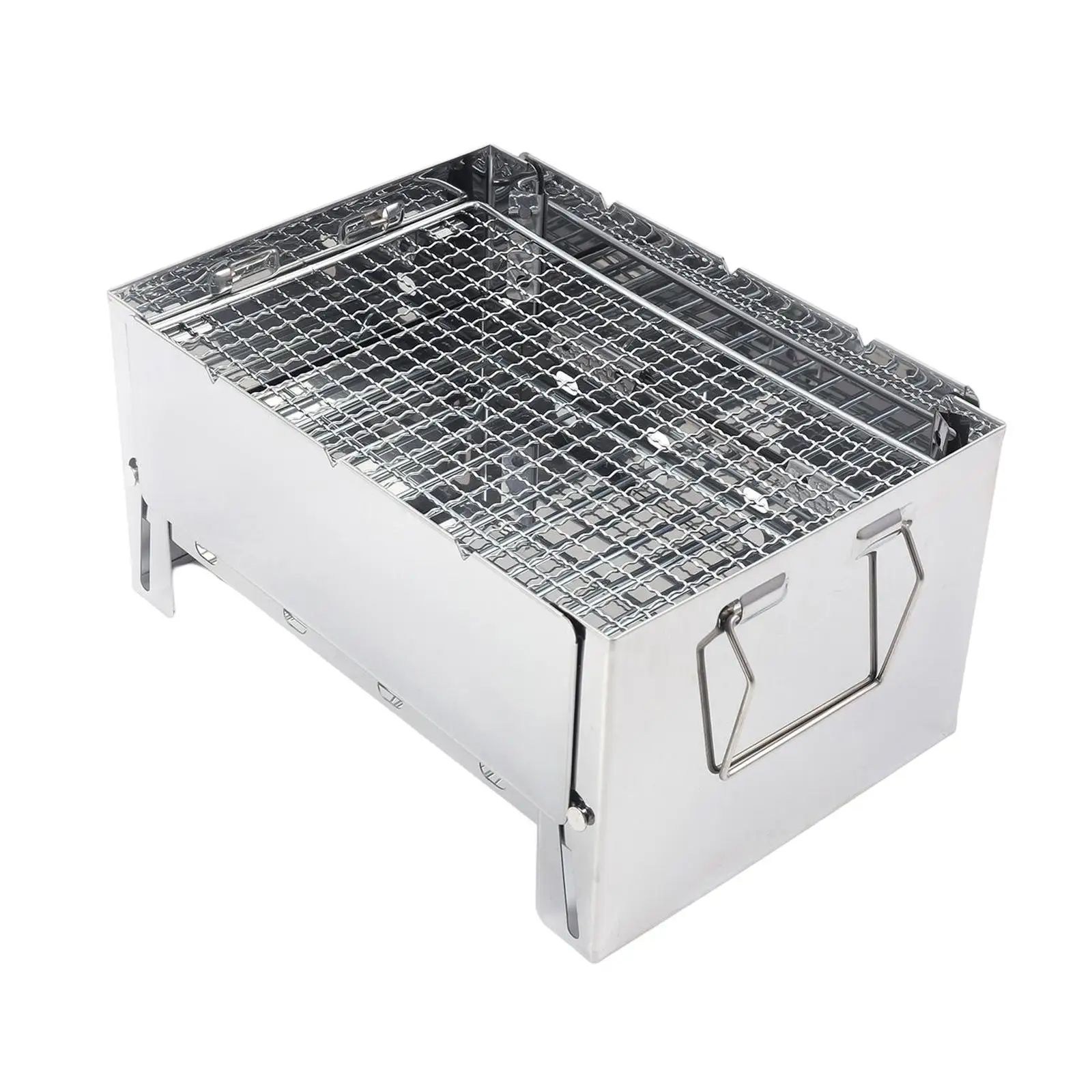 

Camping Grill Stove Foldable Compact Stainless Steel BBQ Grill Charcoal Stove for Outdoor Garden Cooking Hiking Backpacking