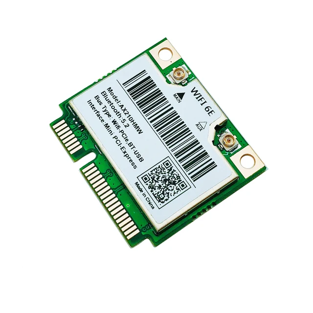 NEW WiFi 6E AX210HMW Mini PCIE Wifi Card For Intel AX210 5374Mbps Bluetooth5.2 802.11ax 2.4G/5G/6G WiFi 6 AX210 Wireless Adapter 2