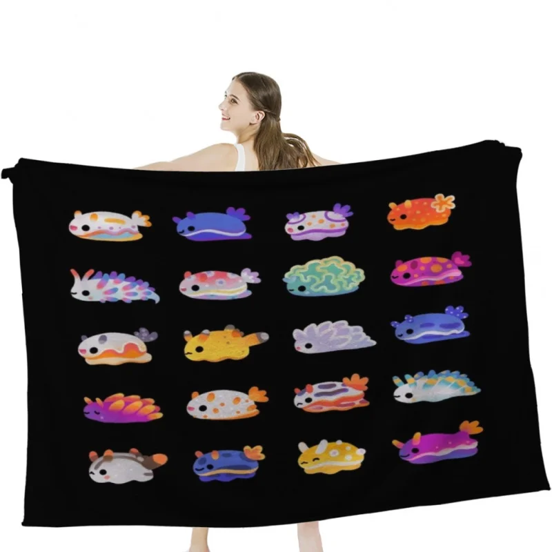 

Sea Slug Day Throw Blanket Airplane Travel Decoration Soft Warm Bedspread