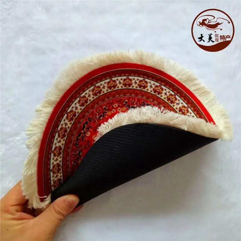 

Round Modern Tassel Embroidered Coasters Vintage Ethnic Floral Design Teacup Mat Home Durable Non-slip Mouse Pads