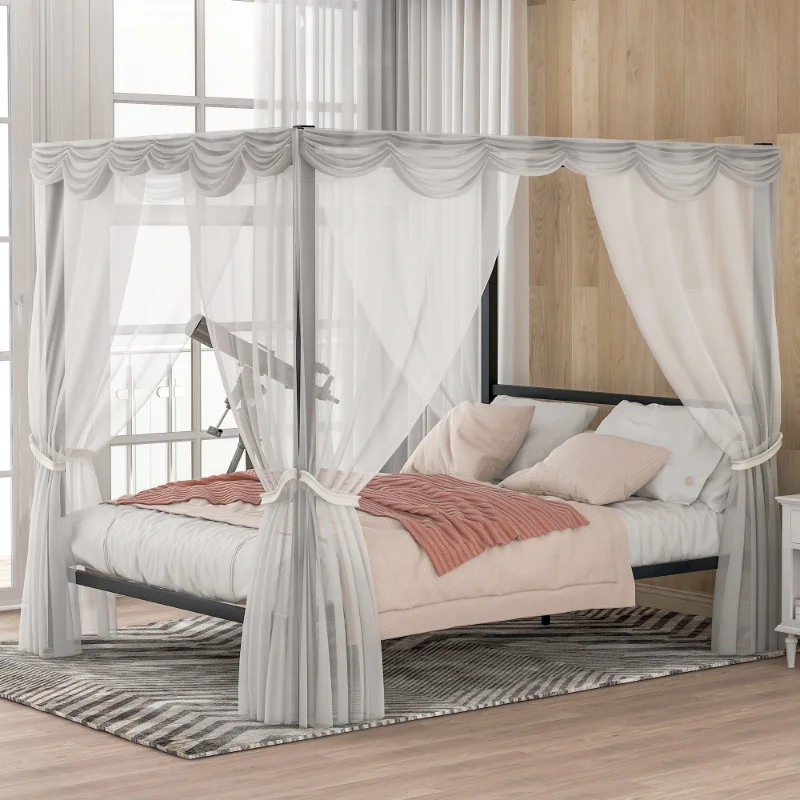 Platform Bed With Built-in Headboard\ No Box Spring Needed\  Classic Design\  Queen \  Black Black