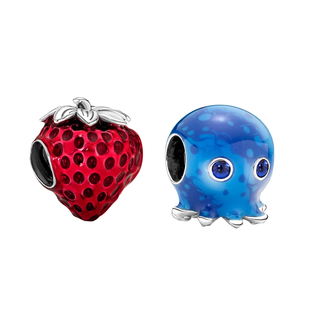 

925 Silver Blue Cute Octopus Pendant Fit for Pandora Original Banquet Party DIY Bracelet Necklace Charm Ladies Gift