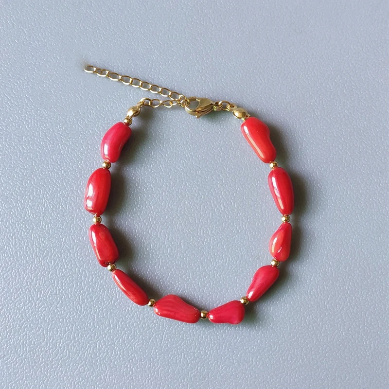

Женский Регулируемый браслет из красных коралловых бусин, лидер продаж, Pulseras, рождественский подарок, подарок на день матери
