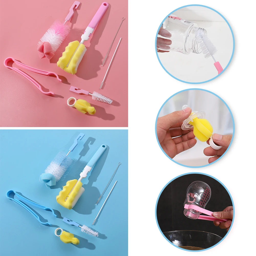 

7pcs/lot Clean Narrow Brush Long Handle Fish Tank Straw Baby Milk Bottle Gap Glass Tube Cleaning Brush Home Kitchen Tools