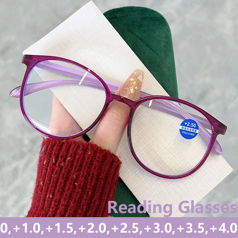 

TR Frame Reading glasses Women Fashion Anti Blue Light Eyeglasses Anti-fatigue Optical Hyperopia Glasses Diopter +1.0 To +4.0