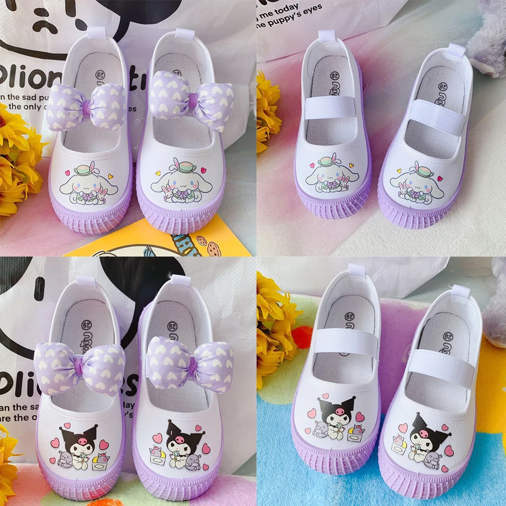 

Sanrios Anime Kawaii Kuromi Cinnamoroll Children Canvas Shoes Kindergarten Leisure Versatile Soft Sole Antiskid Cloth Shoes