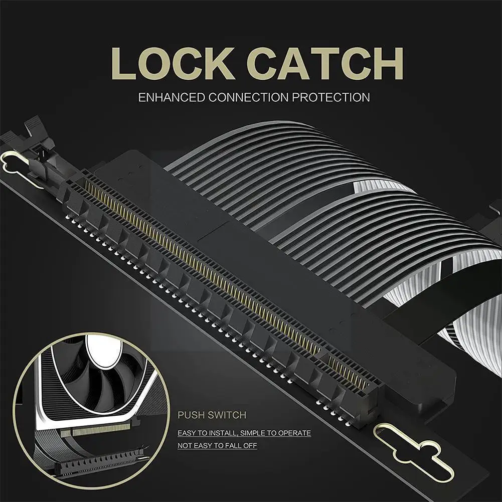 

PCIE 4.0x16 Graphics Card Extension Cable Vertical Degrees Pcie Adapter Extension Cable Cable 90 Conversion Bracket 16x T8C3
