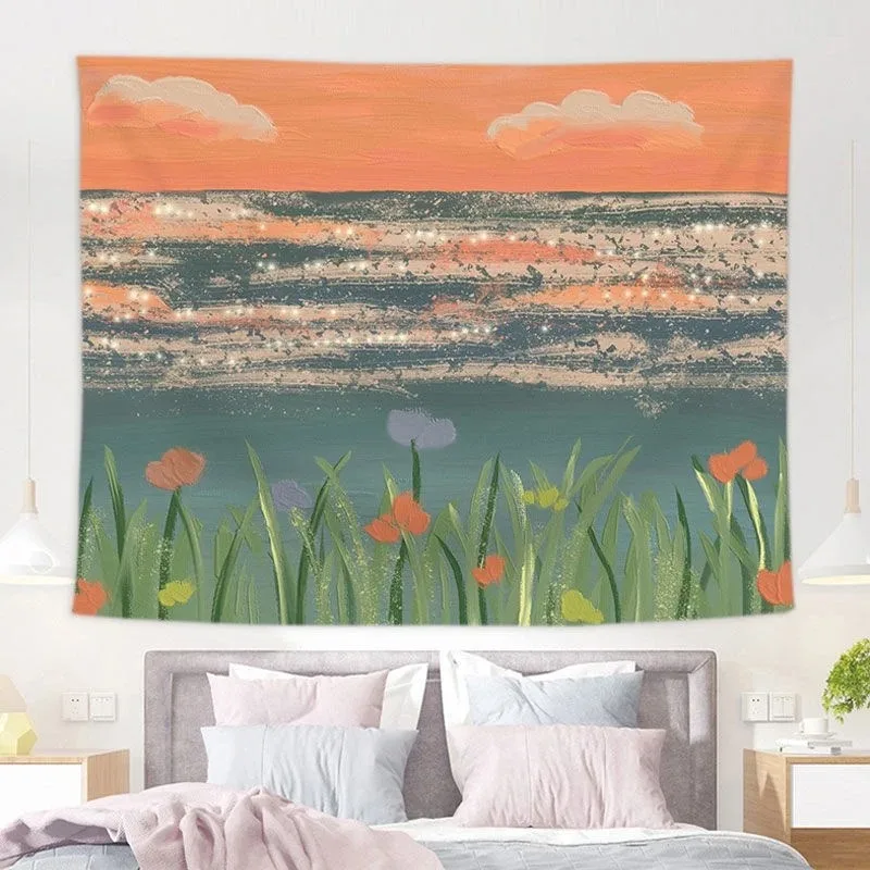 Розовое облако луна гобелен настенная ткань для спальни украшение дома гостиная