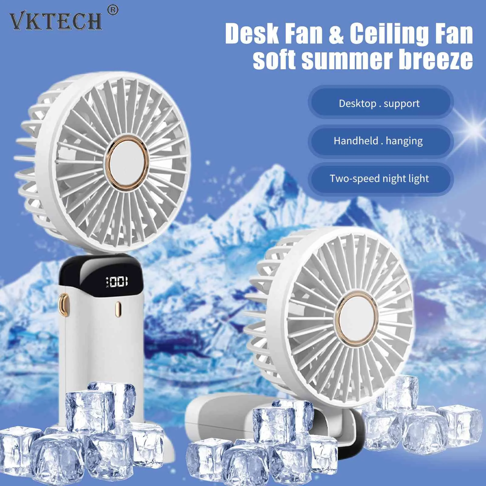 

Handheld Fan Foldable 5 Speed Settings 3000mA Battery Operated Mini Portable Foldable Personal Cooling Fan for Outdoor Travel