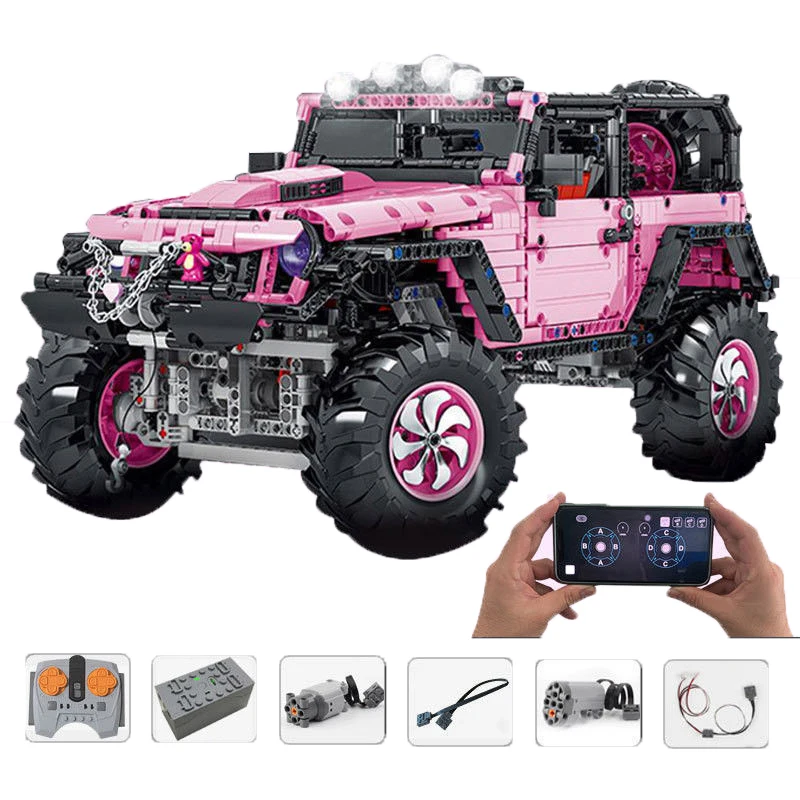 

City Classic technology cross country mountain travel Off Road Vehicle Block Jeeped Wrangler Rubicon Pink Car Bricks Toys Gifts