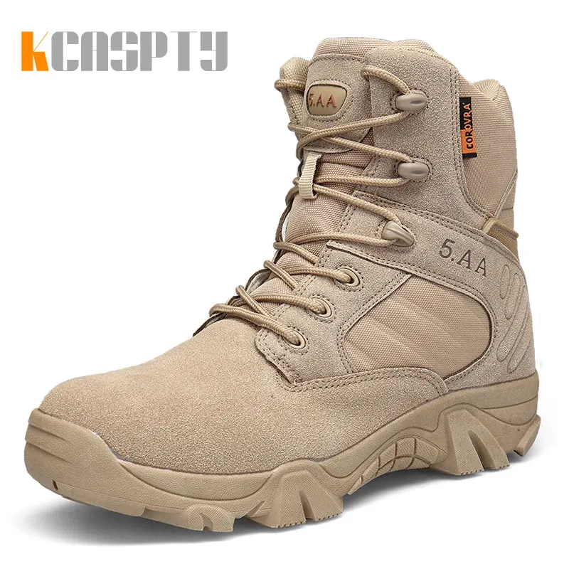 

2023 Military Ankle Boots Men Outdoor Genuine Leather Tactical Combat Boots Work Safty Shoes for Men Hiver Casual Hiking Shoe