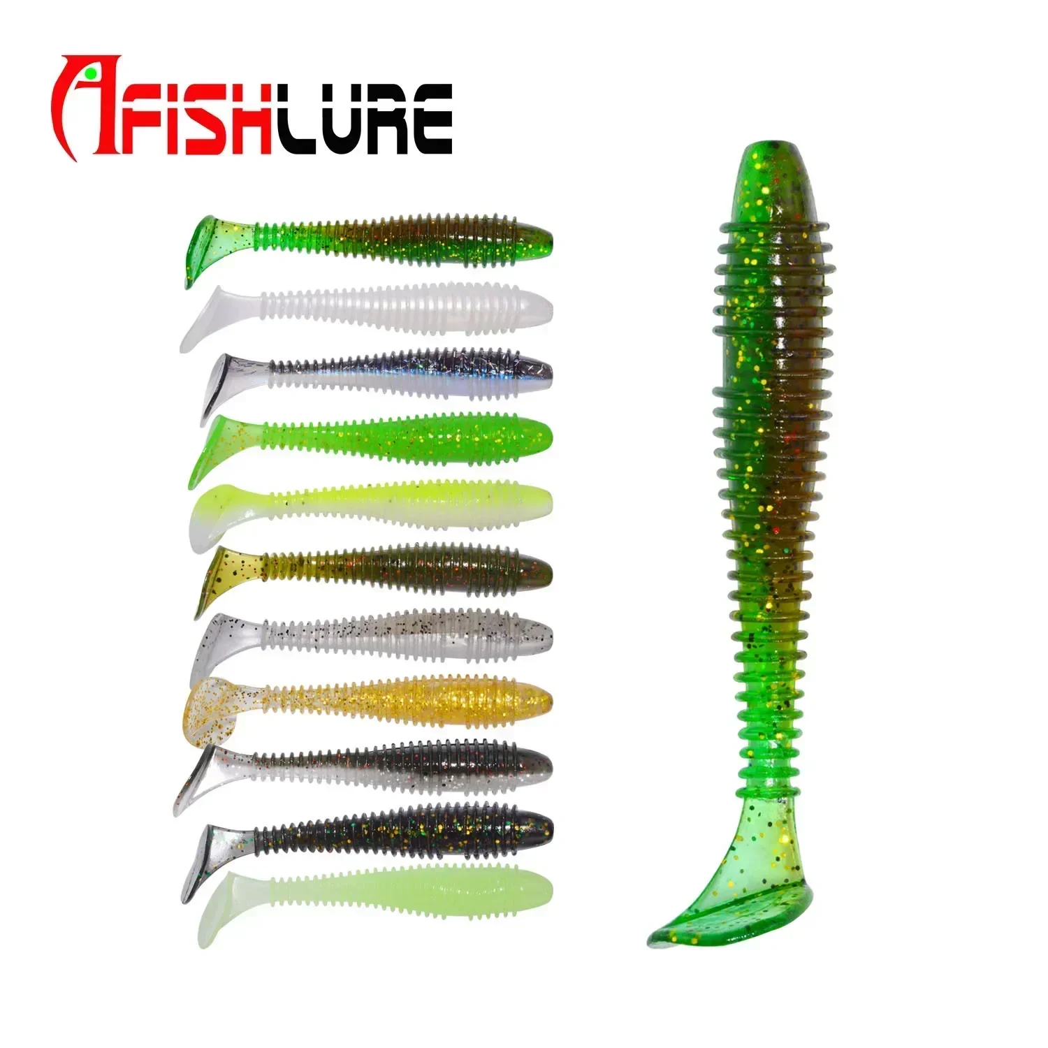 Afishlure Paddle Tail Мягкие пластиковые рыболовные приманки Grubs Worm Lures Bait 55 мм/1 45 г Texas Rig