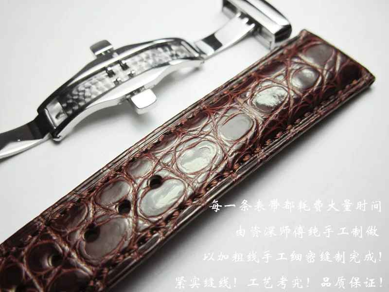 High-end Crocodile Alligator Leather Watch Band Strap for Luxury Watches 19 20mm 21mm 22mm Handmade Butterfly buckle Wristband