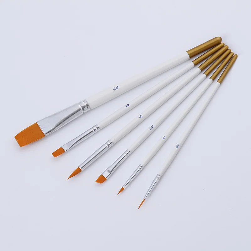 

6 шт., искусственные кисти для рисования, акриловые акварельные гуаши