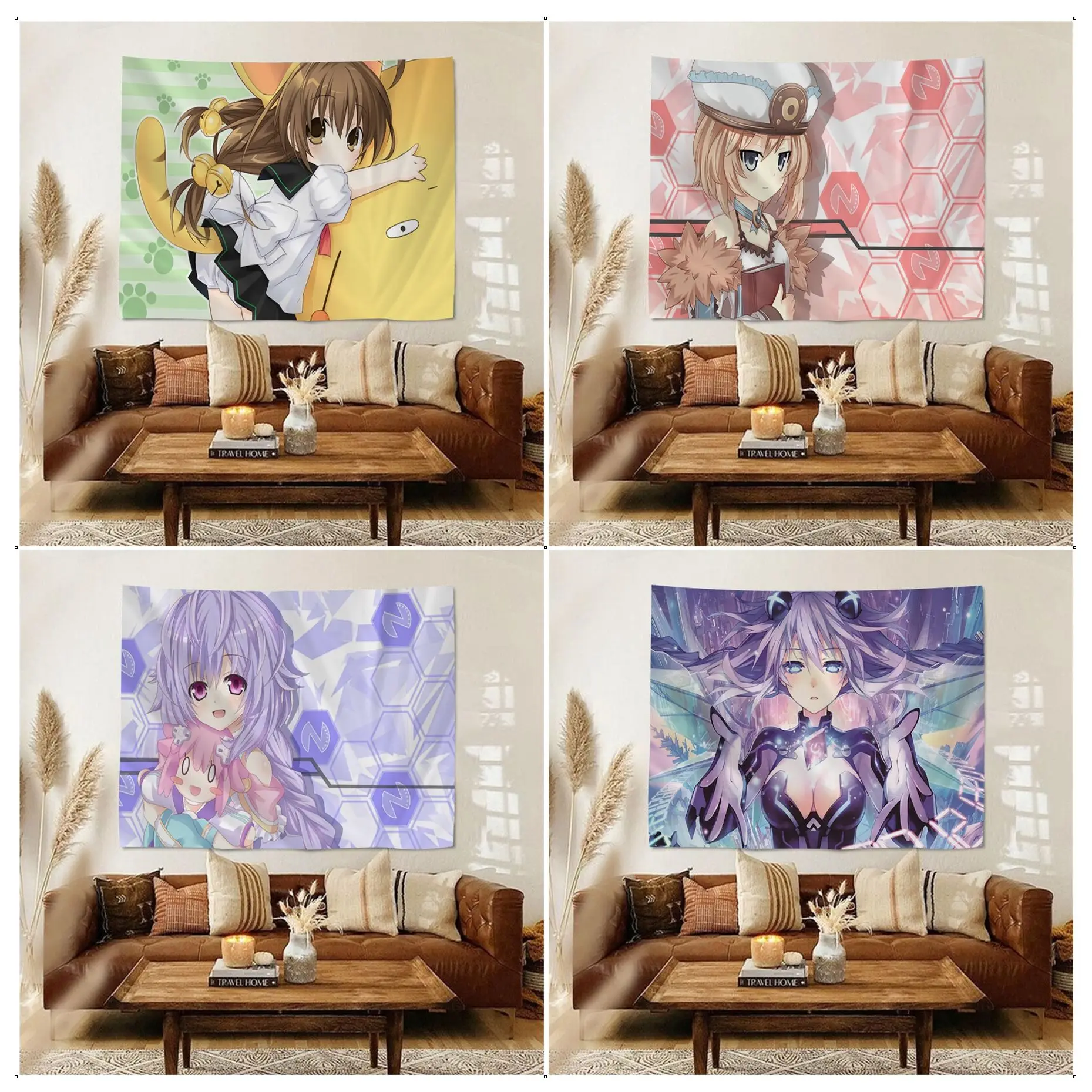

Hyperdimension Neptunia Cartoon Tapestry Bohemian Wall Tapestries Mandala Decor Blanket