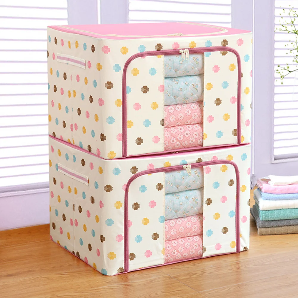 

Oxford Family Clothes Storage Boxes Steel Frame Organizer Quilt Pillow Blanket Storage Bag Save Space Dampproof Sorting Bag
