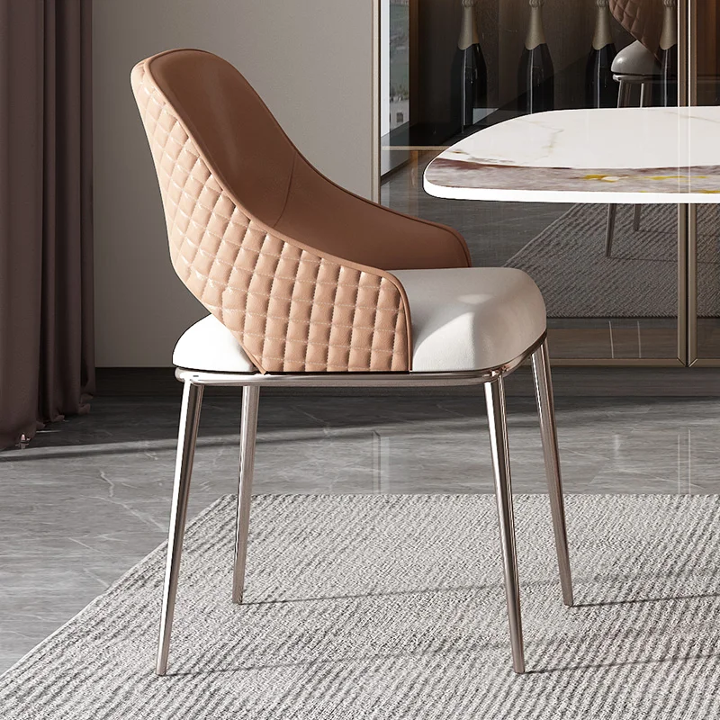 

Soft Minimalist Nordic Chair Metal Modern Vanity Luxury Design Chair Ergonomic Relaxing Sillas Comedor Library Furniture