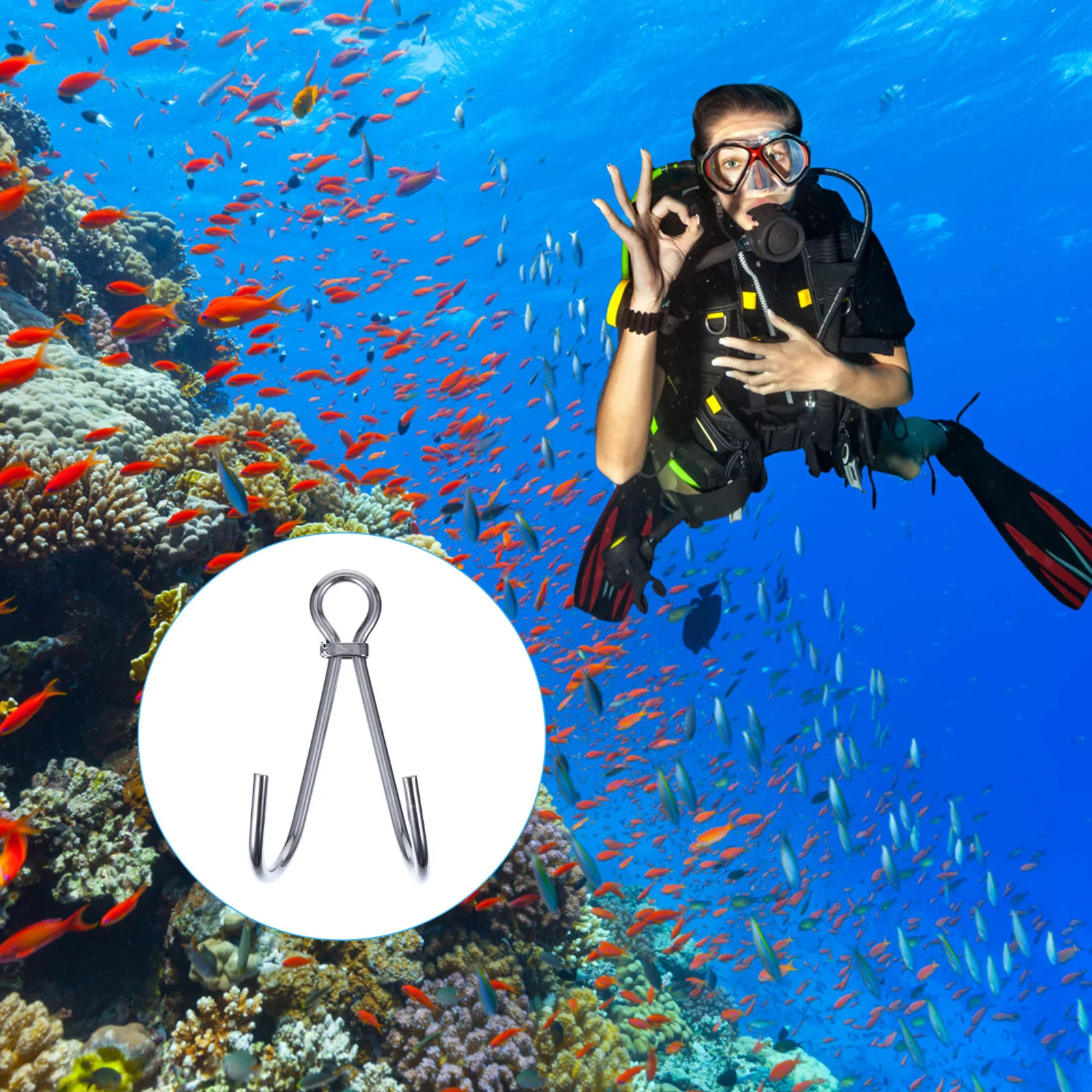 

Double Flow Hook Dual Steel Diving Stream Equipment Scuba Hooks Stainless Corrosion Resistant