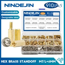 910pcs/set M3 Male Female Hex Brass Standoff Spacer with Pan Head Screw Nut and Washer Assortment Kit pcb motherboard standoff