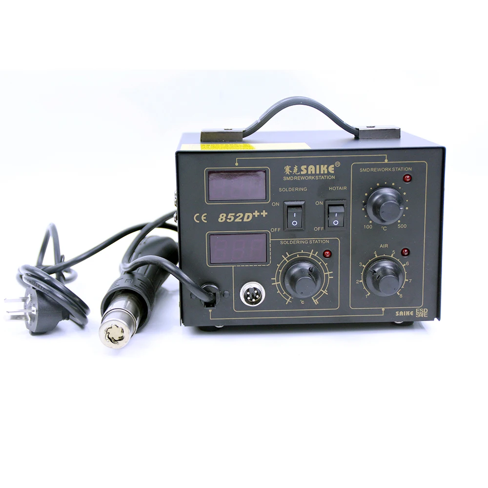 SAIKE 852D ++ 2 в 1 SMD наладочная станция строительный фен горячего воздуха строительная